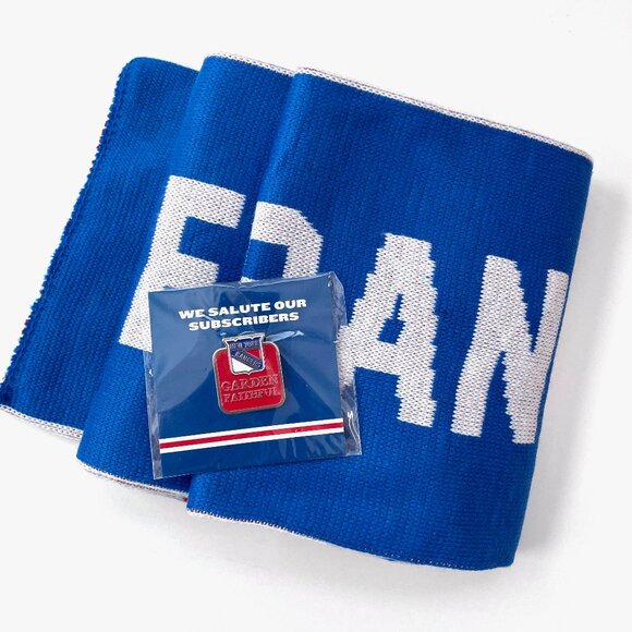 NY Rangers Scarf + MSG Garden Faithful Pin Hockey SGA Lot Let's Go New York NYR - Picture 2 of 15
